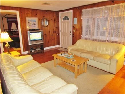 Dennisport Cape Cod vacation rental - Living Room with fireplace and TV