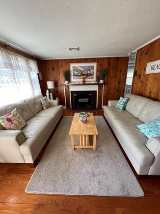 Dennisport Cape Cod vacation rental - Living room with 2 newer leather sofas