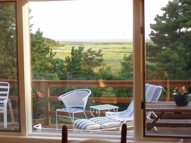 Wellfleet Cape Cod vacation rental - View to SSW off Large Deck Lt. Isle & Cape Cod Bay
