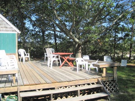 Dennisport Cape Cod vacation rental - From the kitchen step on to the Private Deck. BBQ in yard.