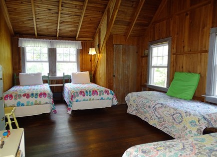 Dennisport Cape Cod vacation rental - Great for kids – bedroom with 4 twins, A/C, books & toys