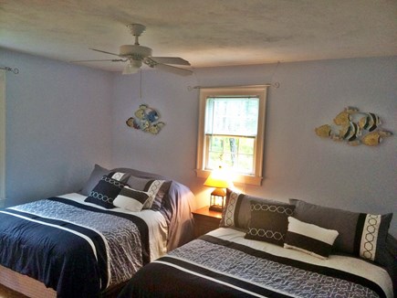 Wellfleet Cape Cod vacation rental - Third bedroom has two queen size beds and over head fan.