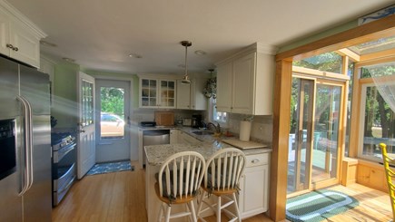 North Falmouth Cape Cod vacation rental - Sunny Modern Kitchen with Full Gas Stove, Fridge, Microwave etc.