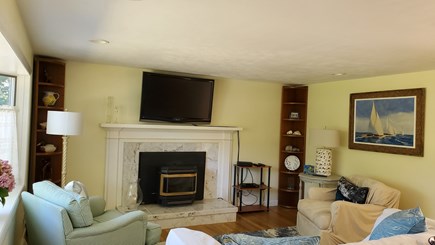 North Falmouth Cape Cod vacation rental - Airy, Comfortable Living Room with Bay Window, TV, DVD, WIFI