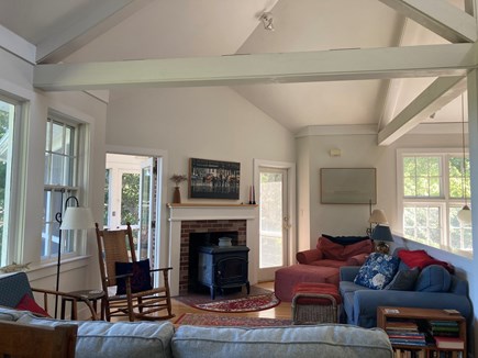 West Barnstable Cape Cod vacation rental - Second floor living room, with high beamed ceiling