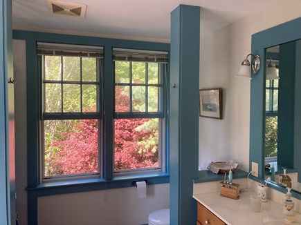 West Barnstable Cape Cod vacation rental - Second floor bathroom, overlooking red maple in side yard