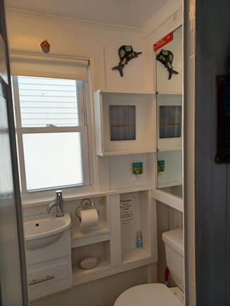 North Truro Cape Cod vacation rental - Adorable bathroom with built in cubbies for toiletries.