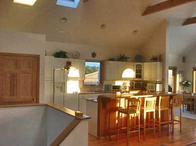 Truro Cape Cod vacation rental - Kitchen & Island with four Bar stools and two skylights