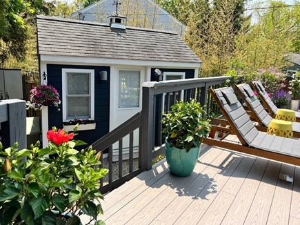 Provincetown Cape Cod vacation rental - Outdoor lounges on the big deck lead to cabana and outdoor shower