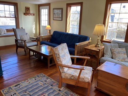 Chatham Lighthouse Beach area Cape Cod vacation rental - Living area has a TV on the wall to the right.