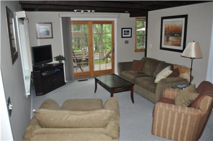 Falmouth (Pinecrest Beach) Cape Cod vacation rental - Kitchen Flows to Family Room to Front Deck - All NEW furniture.