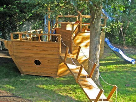 Falmouth Cape Cod vacation rental - Beware of pirates on the backyard ship and swings