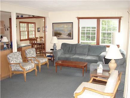 West Dennis Cape Cod vacation rental - Open floor plan living room walks out to deck.
