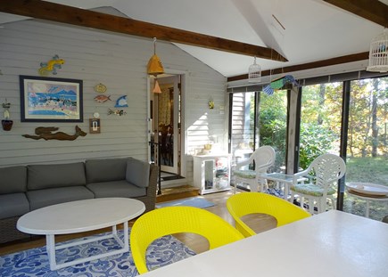 Wellfleet Cape Cod vacation rental - Outdoor 3 season screened in porch, with dining table