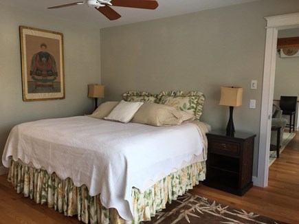 Chatham Cape Cod vacation rental - East Master bedroom w/king, partial view of living room