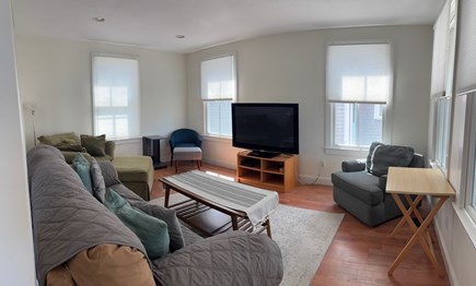 Onset- On the water MA vacation rental - Comfortable living room- large fire stick ready TV- water view