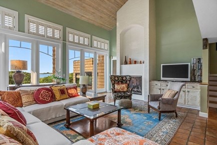 Chatham Cape Cod vacation rental - Large sitting room overlooking ocean with gas fireplace