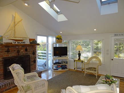 30 7th Street, South Wellfleet Cape Cod vacation rental - Vaulted bright living room with flat screen TV, sliders to deck
