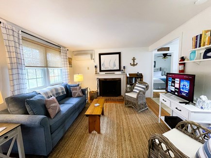 East Orleans - Nauset Heights Cape Cod vacation rental - Living room with fireplace