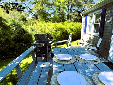 East Orleans - Nauset Heights Cape Cod vacation rental - Gas grill and outdoor dining area