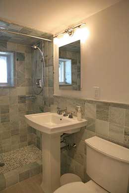 Chequessett Neck Wellfleet Cape Cod vacation rental - Master bath with honed-marble tiles