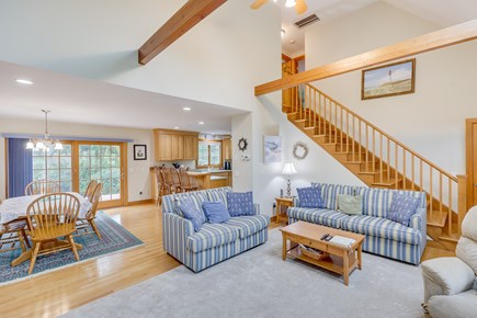Brewster Cape Cod vacation rental - Living room - open concept to dining area and kitchen