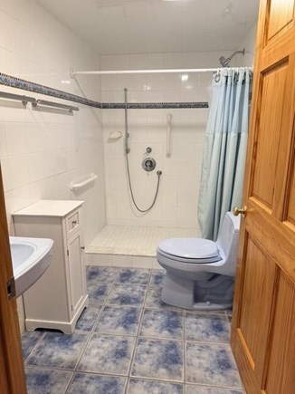 Eastham Cape Cod vacation rental - Main-floor full bathroom with low-step shower, no stairs.