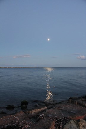 Forest Beach, South Chatham Cape Cod vacation rental - Moonrise over Stage Harbor from Forest Beach