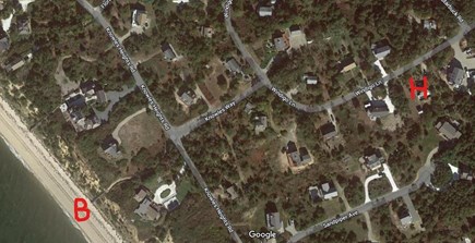 Lookout Bluff,  Truro Cape Cod vacation rental - H = House, B = Beach