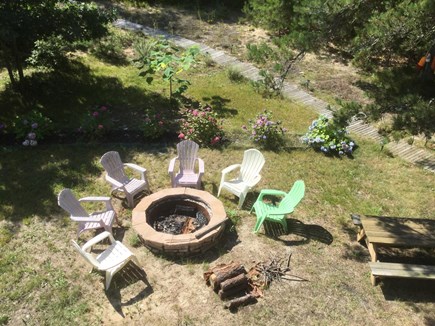 Truro Cape Cod vacation rental - View of fireplace from the 2nd floor deck