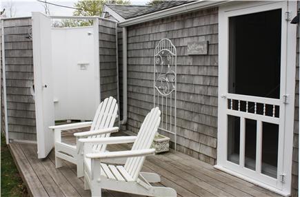 Dennis Bayside Cape Cod vacation rental - Walk from the bedroom onto the deck to a huge outdoor shower