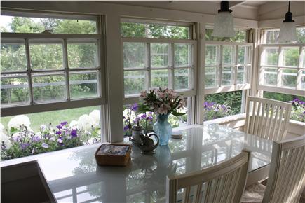 Dennis Bayside Cape Cod vacation rental - Enjoy your meals in an airy dining room overlooking gardens