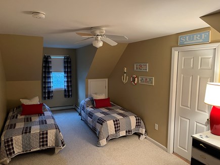 Brewster Cape Cod vacation rental - Twin Bedroom - front to back - has an additional 3rd bed.