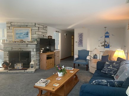 South Chatham Cape Cod vacation rental - Spacious living room w/ water views & Large Flat Screen TV