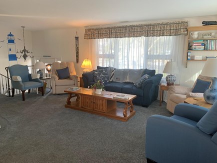 South Chatham Cape Cod vacation rental - Spacious living room w/ water views & Large Flat Screen TV