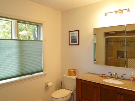 Harwich Cape Cod vacation rental - Master bathroom with walk in glass shower
