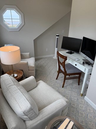 North Chatham, Beach, Harbor Cape Cod vacation rental - New 2024 cozy workspace / reading nook off living room 5 windows
