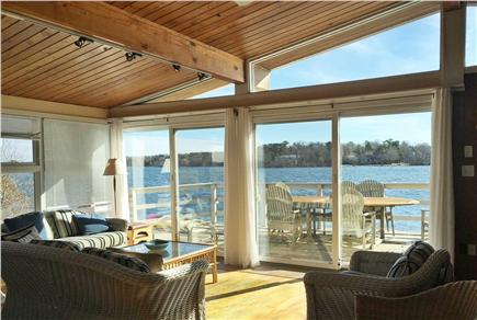 Centerville Cape Cod vacation rental - View of the deck and lake from the living room