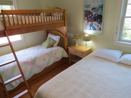 Brewster Cape Cod vacation rental - Upstairs bedroom with bunks plus a queen size bed.