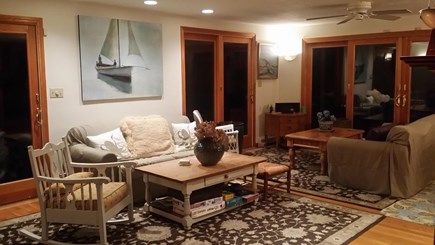 Wellfleet near Center Cape Cod vacation rental - The large open Living Room with access to covered and open porch