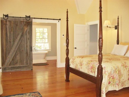 Wellfleet, Ocean Side Cape Cod vacation rental - Upstairs Primary Bedroom, Barn Door to Bath