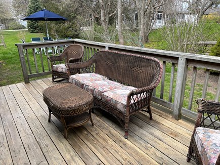 Walk to Downtown Chatham Cape Cod vacation rental - Comfortable deck for relaxing overlooking backyard w/dining table