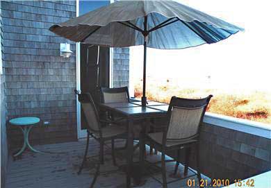 Truro Cape Cod vacation rental - Deck w/ a view~Umbrella for sun protection! Beach chairs included