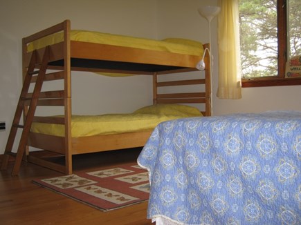 Wellfleet Cape Cod vacation rental - Upstairs bedroom with queen bed and bunk beds (alternate angle)