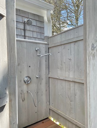 South Chatham - Forest Beach Cape Cod vacation rental - Outdoor shower with ample room for getting dressed.
