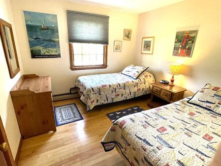 Harwich Cape Cod vacation rental - Twin Bedroom with sailboat theme has dresser and closet