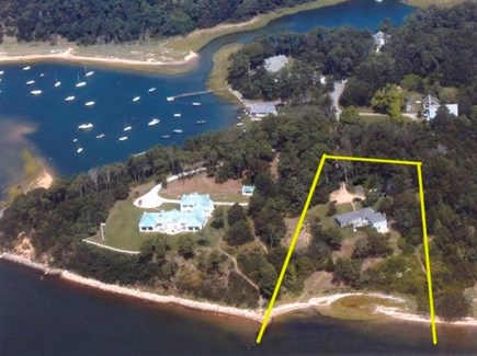 Orleans Cape Cod vacation rental - The Bay House and waterfront is outlined in yellow