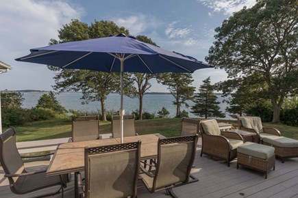 Orleans Cape Cod vacation rental - Plenty of seating on the large deck overlooking Pleasant Bay