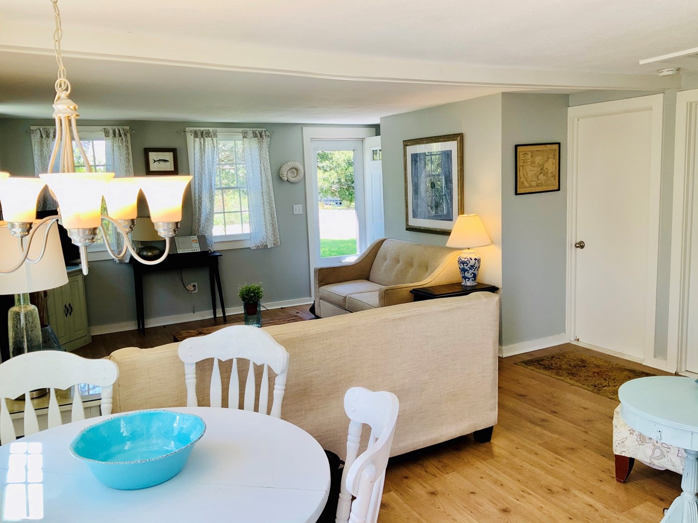 Kitchen window overlooking the spacious back yard.