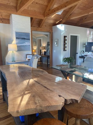 Brewster Historic District Cape Cod vacation rental - Live edge island to enjoy your quicker breakfast or coffee.